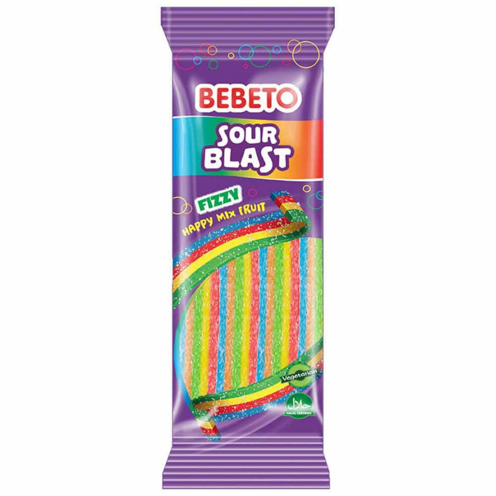 Жев.мармелад Bebeto Wacky Sticks Fizzy со вкусом тутти-фрутти 180гр