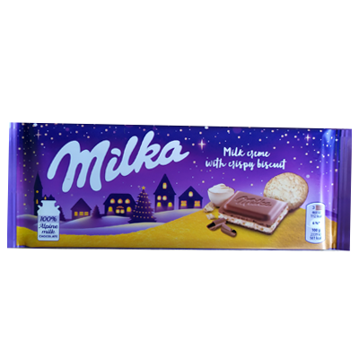 Шоколад Milka New Year Crema with crispy biscuit   100гр