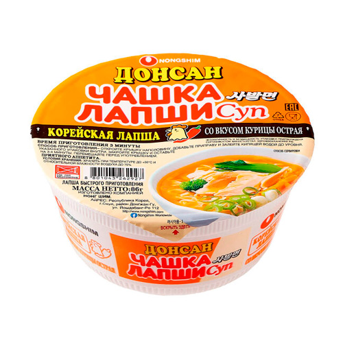 Лапша Nongshim "Донсан" со вкусом курицы (острая)   86гр