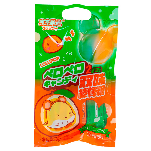 Конфета леденцовая Guandong на палочке с двойным вкусом апельсина   78гр