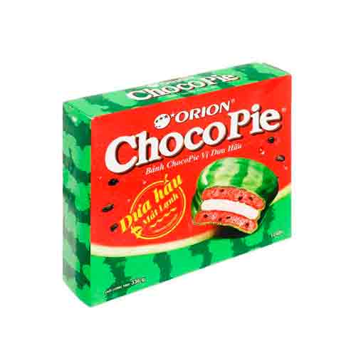 Печенье Orion Choco Pie Арбуз МЯТАЯ КОРОБКА  336гр