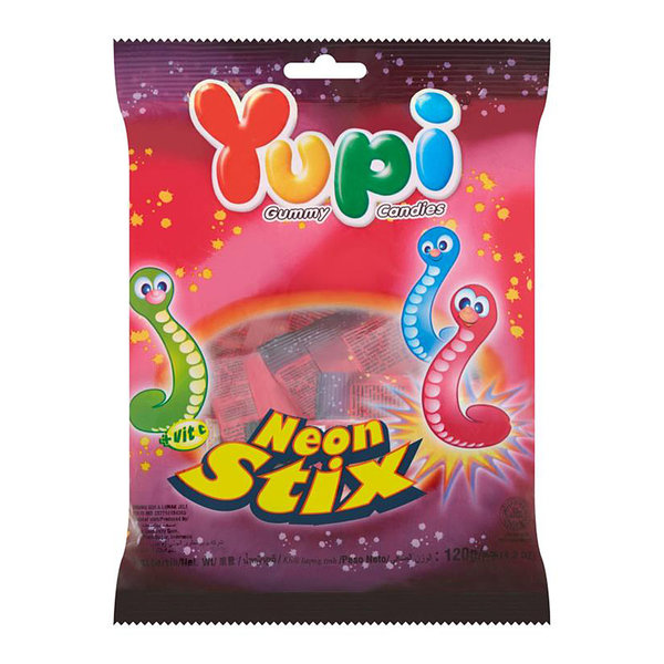 Жев.конфеты Yupi Worms (Neon Stick) 120г