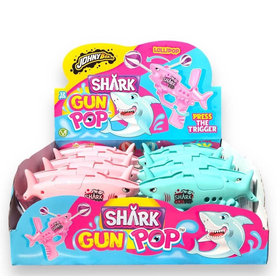 Леденец Johny Bee в пистолете Shark Gun Pop   10гр