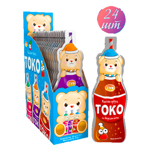 Кислая пудра ZVN "ТОКО" со вкусом винограда, колы, клубники   13гр