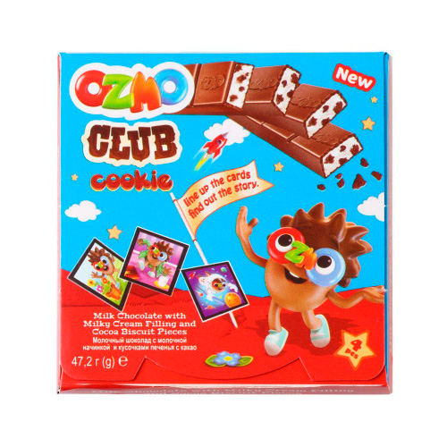 Шоколад Ozmo Club Coocie с мол.начинкой и печеньем с какао   47,2гр
