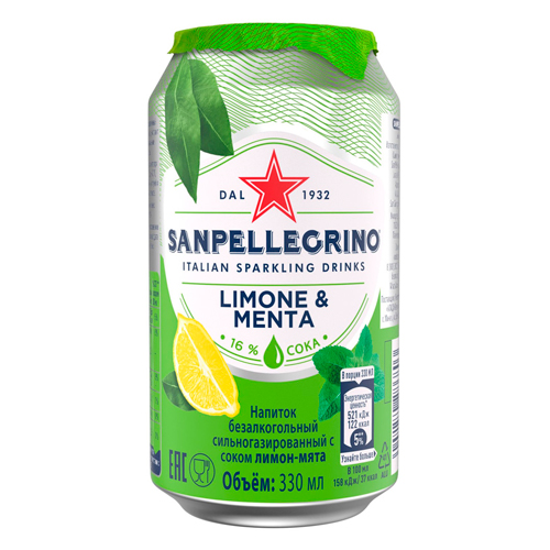 Напиток S. Pellegrino лимон-мята 330мл.