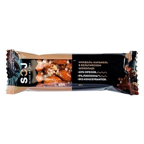 Ореховый батончик со сливочно-карамельным вкусом миндаль-карамель 40г