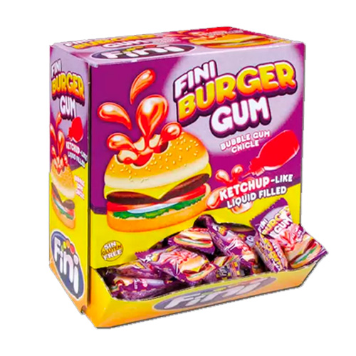 Жев.резинка FINI Burger Gum с начинкой Вишня - Клубника   5,5гр