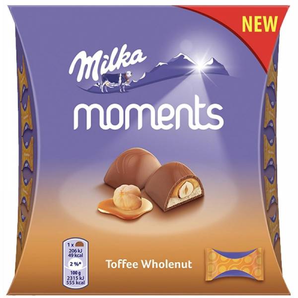 Конфеты шоколадные Milka Moments Тоффи Холнат 97гр