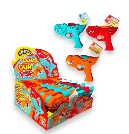 Леденец Johny Bee в пистолете Dino Gun Pop   10гр