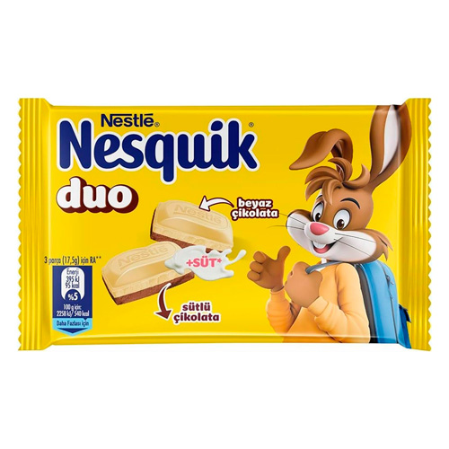 Шоколад Nestle Nesquik DUO белый и молочный   70гр