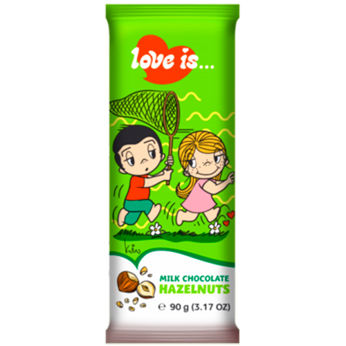 Шоколад Love is с кусочками фундука   90гр