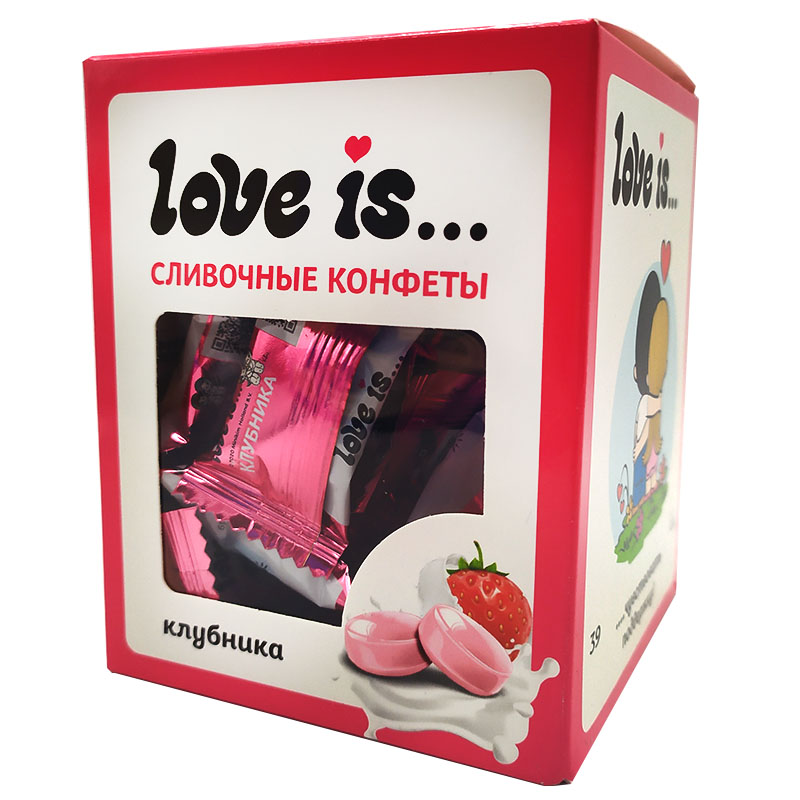 Жев.конфета Love is сливочные со вкусом клубники   85гр